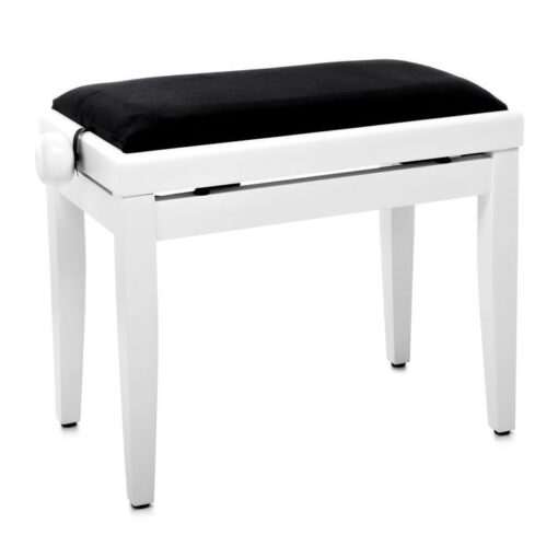 Pianopall i matt vit med höj- och sänkbar funktion - Pianomagasinet