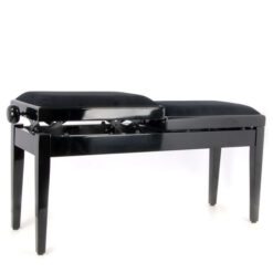 Tvåsitsig pianopall i blank svart med individuell höj- och sänkbar funktion