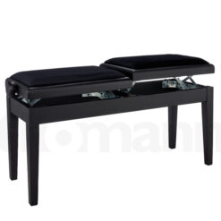 Tvåsitsig pianopall i matt svart med individuell höj- och sänkbar funktion