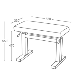 JAHN hydraulisk pianopall i matt svart och sittdyna i svart velour - Pianomagasinet