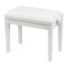 Blank vit pianopall med sittdyna i vitt syntetskinn - Pianomagasinet