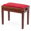 Pianopall i körsbär med sittdyna i röd velour - Pianomagasinet